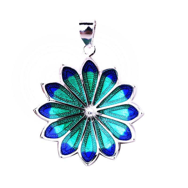 925 Sterling Silver Women Pendant 8-15mm Pearl or Round Bead Semi Mount Pendant Flower DIY Stone Cloisonne-image-420735508