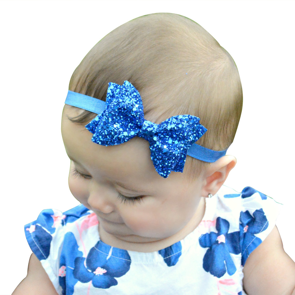 

New Posh Girls Headband ,Knit Cotton Girls Heaband ,Baby Hair Accessory With Sequins Big Bow ,Sequins Bow Baby Headwraps