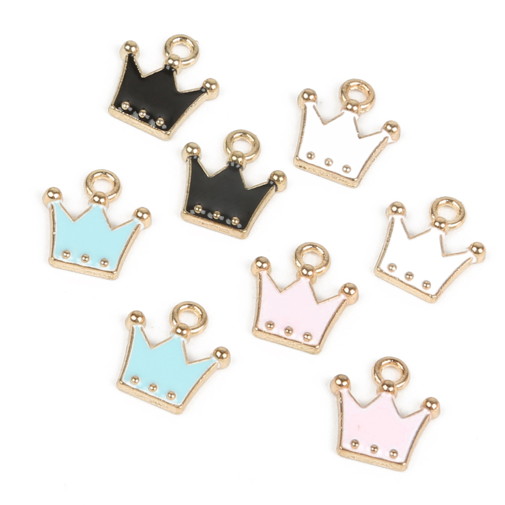 Breloques en forme de couronne en alliage de Zinc et émail, pendentif pour bricolage, Bracelet, collier, boucles d'oreilles, fabrication de bijou