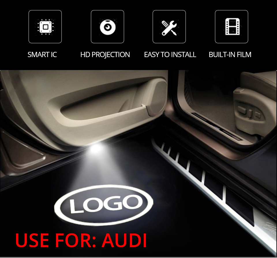 For Audi Car Door LED Welcome Light Audi Logo Projector Courtesy Lights ambient light Car Styling Clarity Soft Decorative light-image-422434030