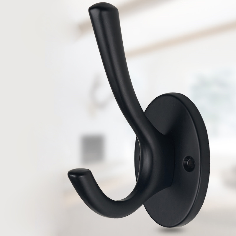 

Wholesale Black Coat Hooks Bathroom Wall Hanger Cloakroom Single Clothes Hook European Creative Solid Zinc Alloy Kapstok Haakjes