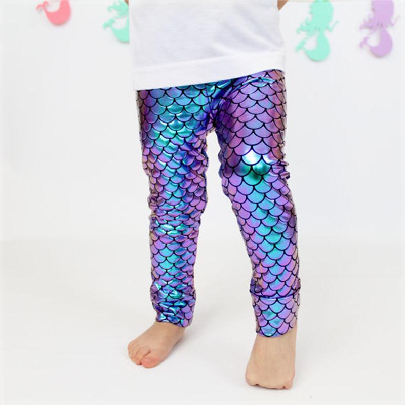 

girls Mermaid Gradient Leggings baby fish Scale tights Baby Mermaid long Pants Fashion Glossy Scale Print Tights, Purple