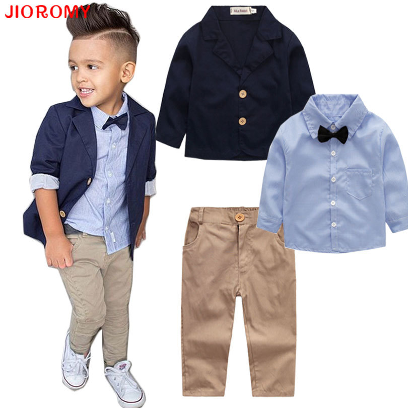 2017 Boys Autumn New Gentleman Suit Jacket + Shirt + Pants 3 Pieces Coat Long Sleeve Top Cardigan Fashion Set JIOROMY k1 Y1893004