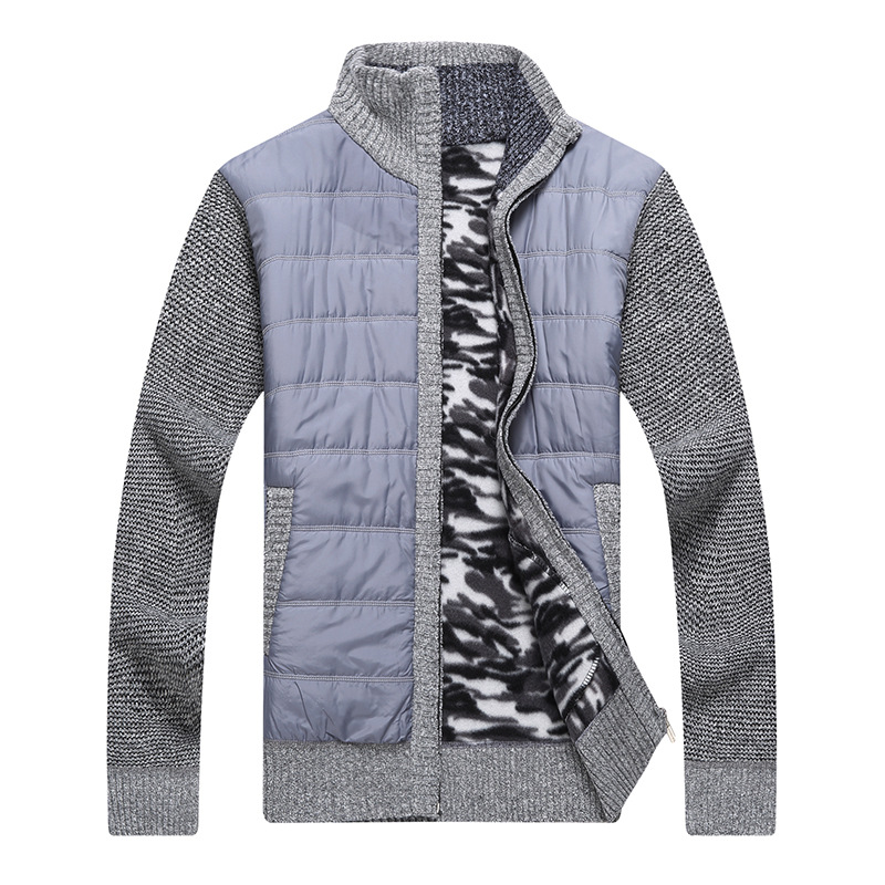 

Men Cardigan Jacket Mens Wool Jackets Sweaters Patchwork Warm Casual Knit knitted jacket streetwear 2018 Autumn Winter New, Black