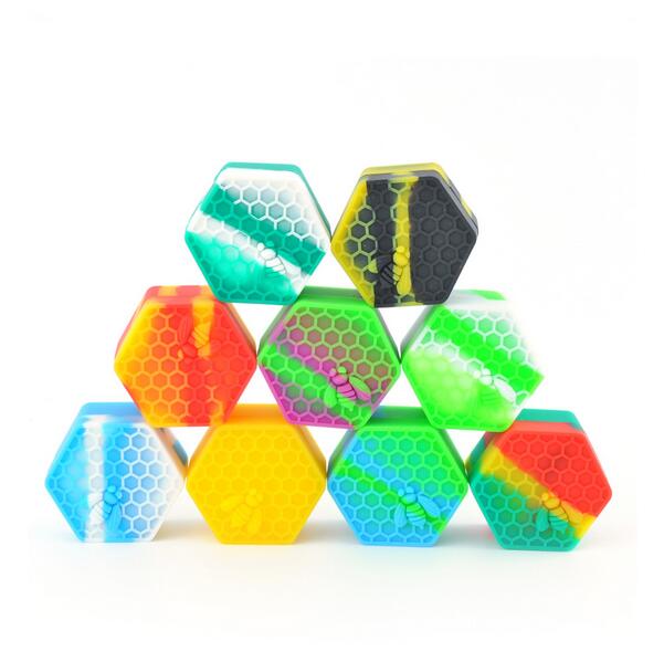 

Quality honeybee hexagon Silicone Container Jars Container Silicone Container For Oil Crumble Honey Wax Silicone Jars Dab
