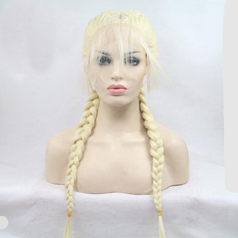 

Blonde 613# Double Braids Synthetic full wig Braided Lace Front Wig with Baby Hair Wig Heat Resistant Fiber Middle Part
