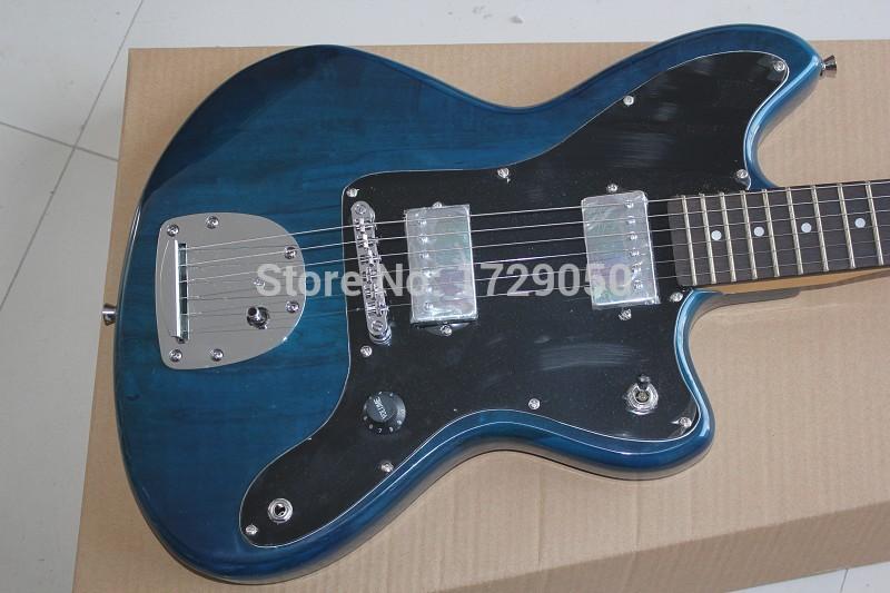 

Free Shipping High quality New Arrival jazz master Natural wood transparent blue Electric Guitar 2015 1