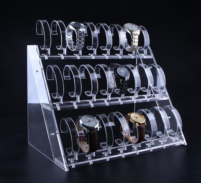

Multifunction clear Acrylic Three Layer Of 24 Bit Watch Holder Watch Display Stand Jewelry Showcase Watch Organizer bracelet display rack