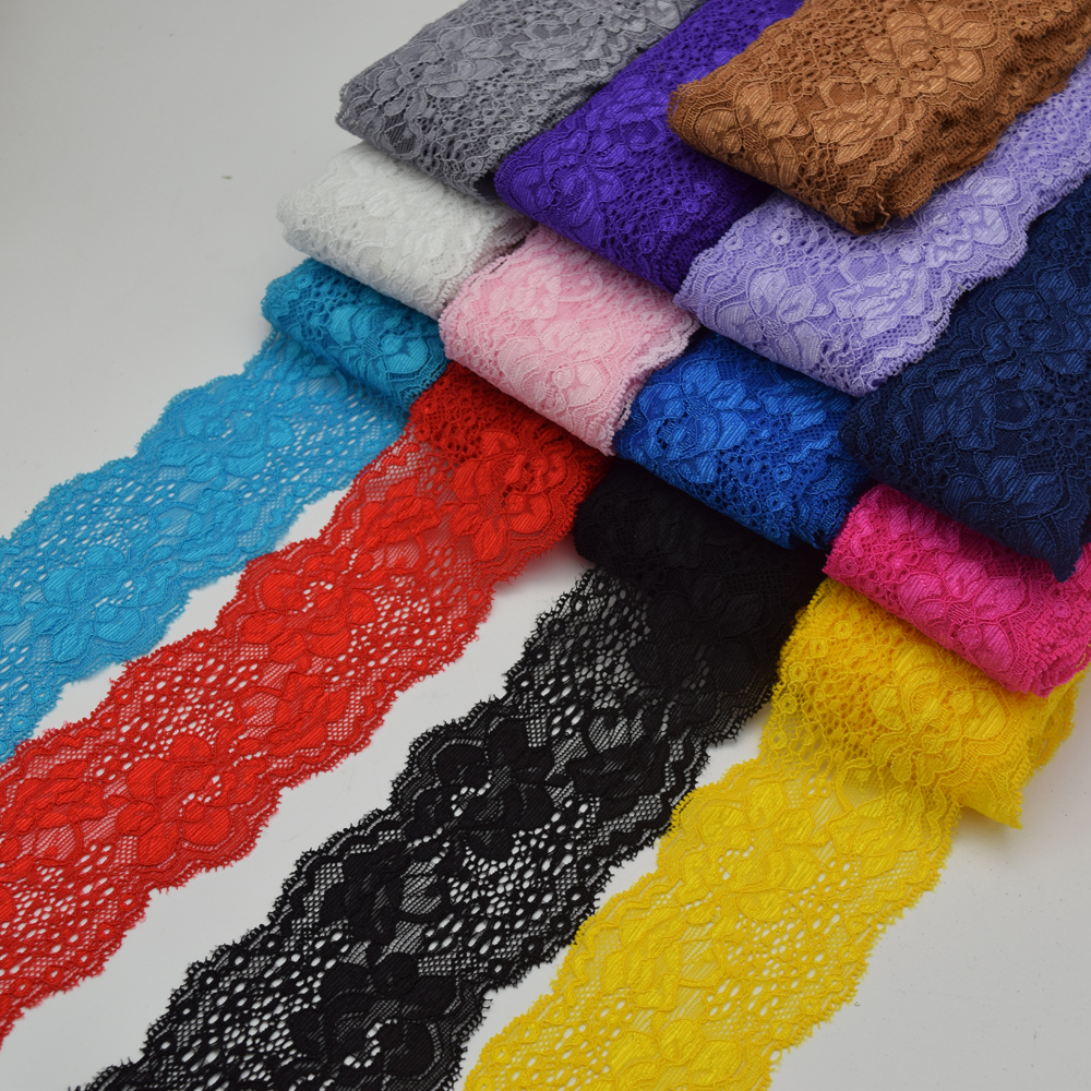 

10yards 2.3'' wide Stretch Lace Elastic Trim Lace for Headbands craft sewing, Black