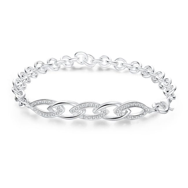 Top sale ! Hollowed out geometric Bra sterling silver plated bracelet SPB420 ;high quatity fashion men and women 925 silver Charm Bracelets