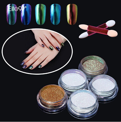 

Professional Nail Art Metal Polish Chameleon Color Manicure Mirror Chrome Effect Pigment With Brush