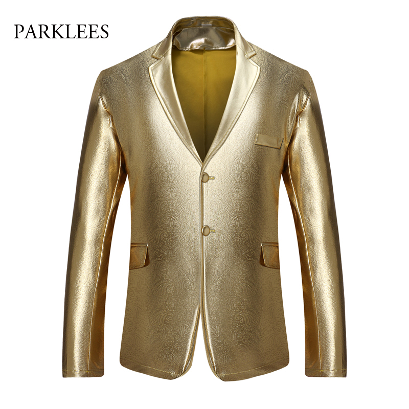 

Luxury Blazer Men Shiny Paisley Print Mens Blazers 2017 Casual Long Sleeve Slim Fit Blazer Hombre Stage Costumes For Singers 2XL, Sliver small floral