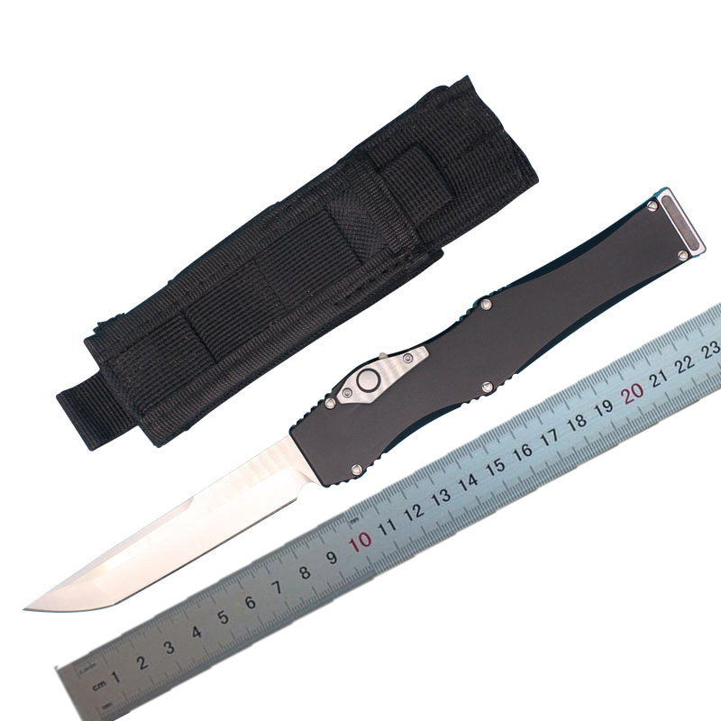 

Auto Tactical Knife D2 Satin Tanto Blade T6061 Aluminum Handle EDC Pocket Gift Knives With Nylon Bag
