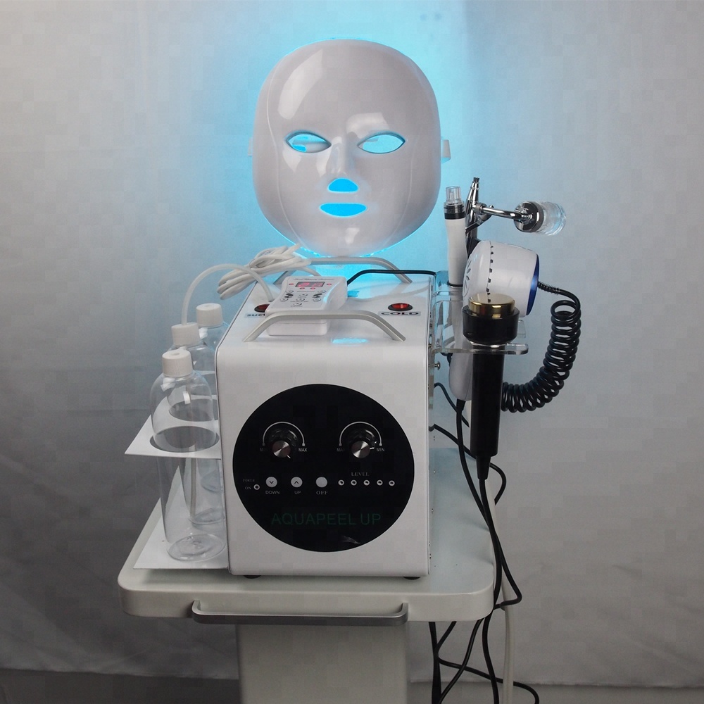 Microdermabrasion Professional 5 in 1 Hydradermabrasion Ultrasonic RF BIO Cold Hammer Oxygen Spray Led Mask Face Lifting Skin Tightening Machine