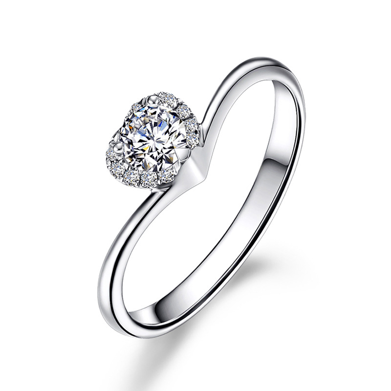 

Lovely Heart Shape Cut Diamond Solitaire Engagement Ring Women 1ct 925 Silver Party Wedding Fashion Jewelry