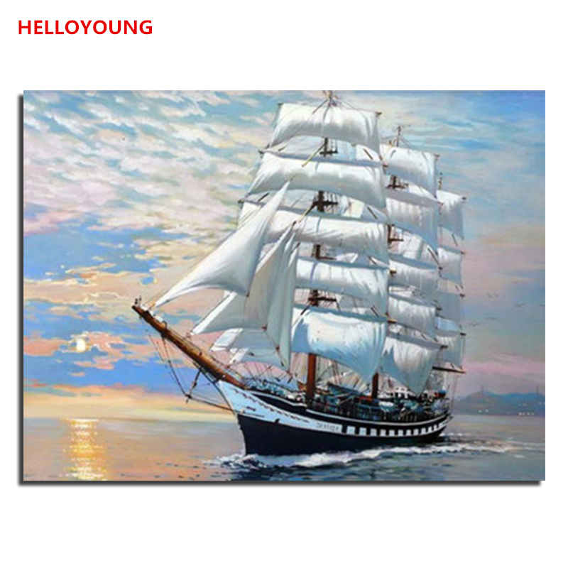 

Sea cruise boat Set Sail Digital Painting DIY Handpainted Oil Painting by numbers oil paintings chinese scroll paintings