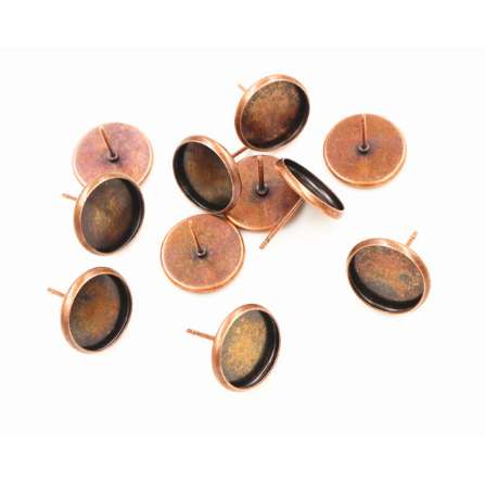 

12mm 50pcs 8 Colors Plated High Quality Stainless Iron Earring Studs(with Ear plug) Base,Fit 12mm Glass Cabochons