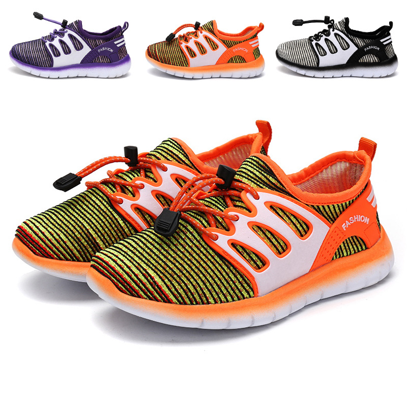 

Girl Boy Sneakers Flats Athletic Breathable Student Sport Casual Shoes, Orange