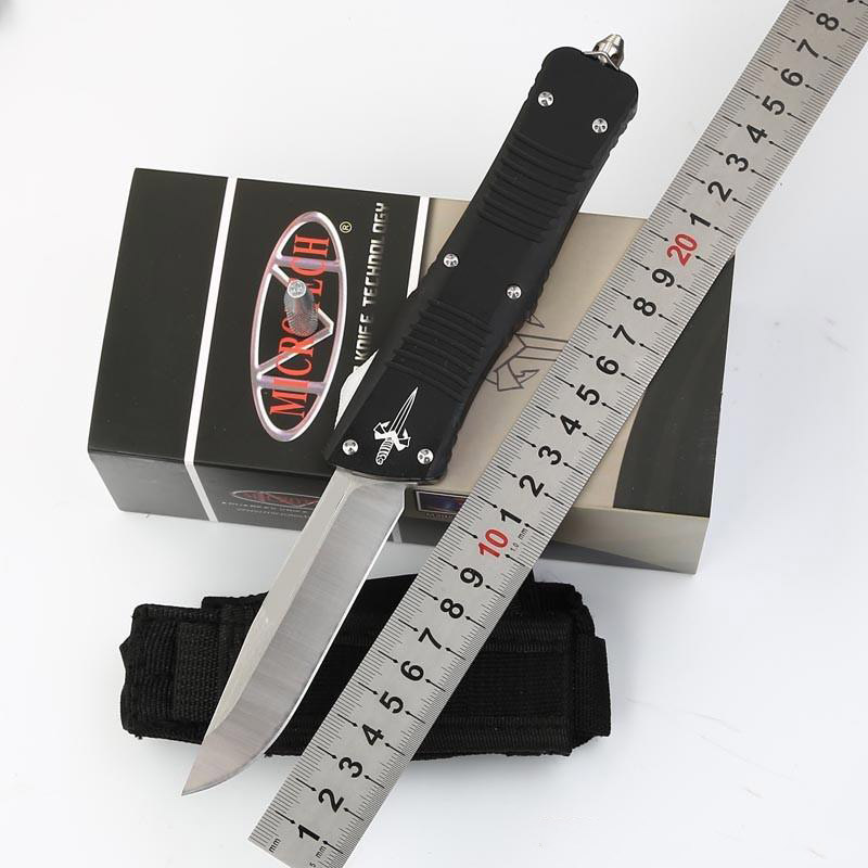 

Custom Microtech Combat Troodon Recurve Knife 6061-T6 Aluminum (3.8" Hand Satin) CNC D2 steel Plain Tactical knives w/ nylon sheath A07 616