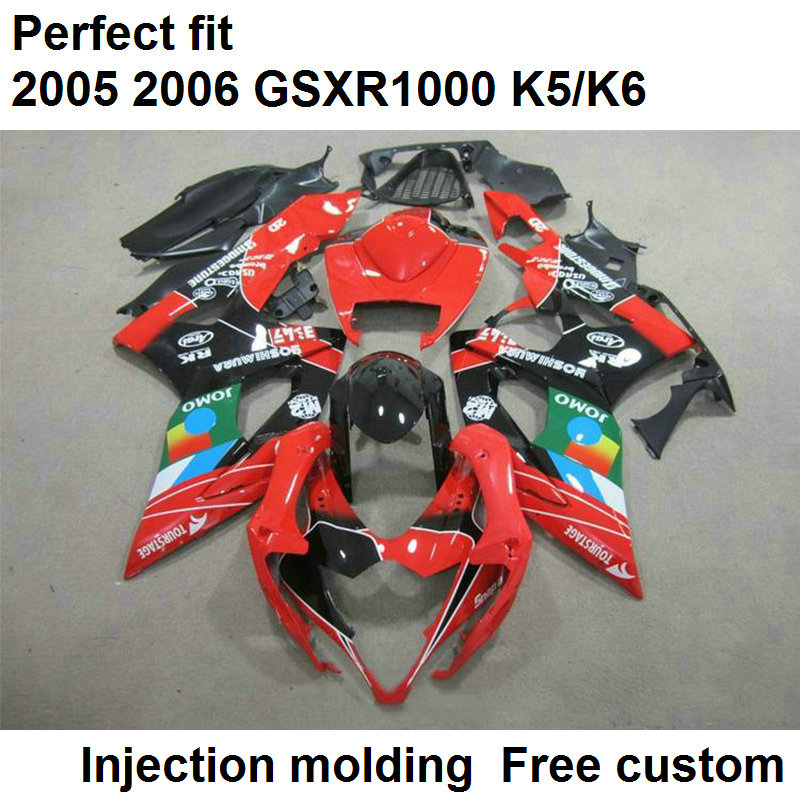 

7 gifts fairings for Suzuki GSXR1000 2005 2006 black red injection molded fairing kit GSXR1000 05 06 Ni53, Same as picture