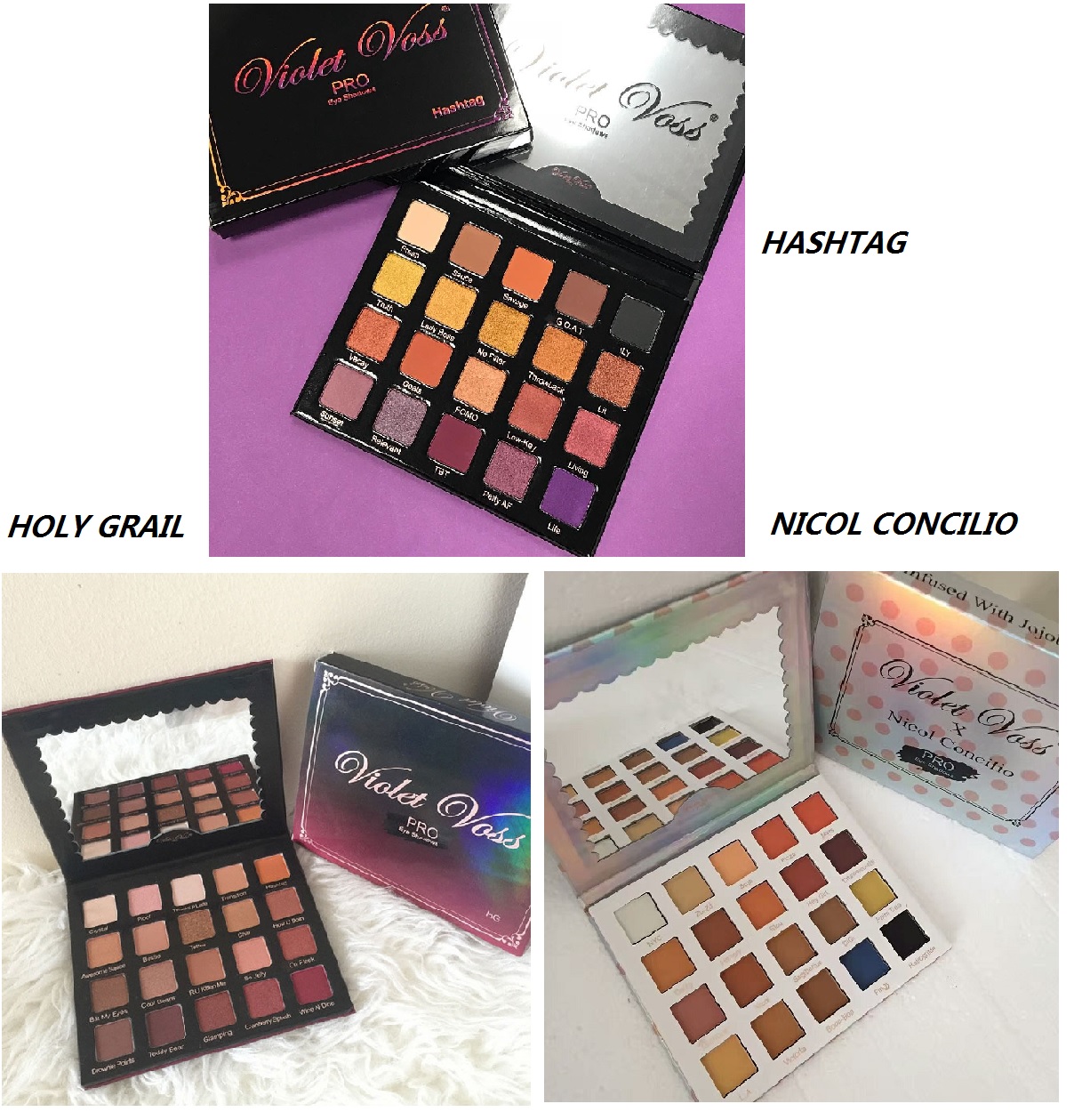 

Violet Voss Hashtag/Holy Grail/Nicol Concilio Pro Eyeshadow Palette Limited Edition Natural Pressed Eye Pigmented Shadow Cosmetics Free Ship, Multi