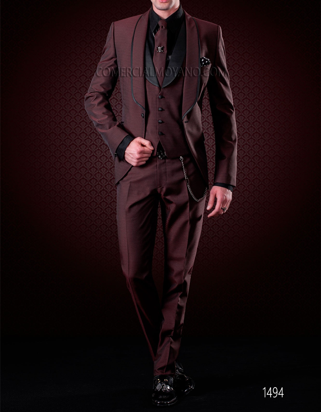 

Fashion Burgundy 3 Piece Suit Men Wedding Tuxedos Handsome Groom Tuxedos With Shawl Lapel One Button Men Blazer(Jacket+Pants+Tie+Vest) 508, Same as picture