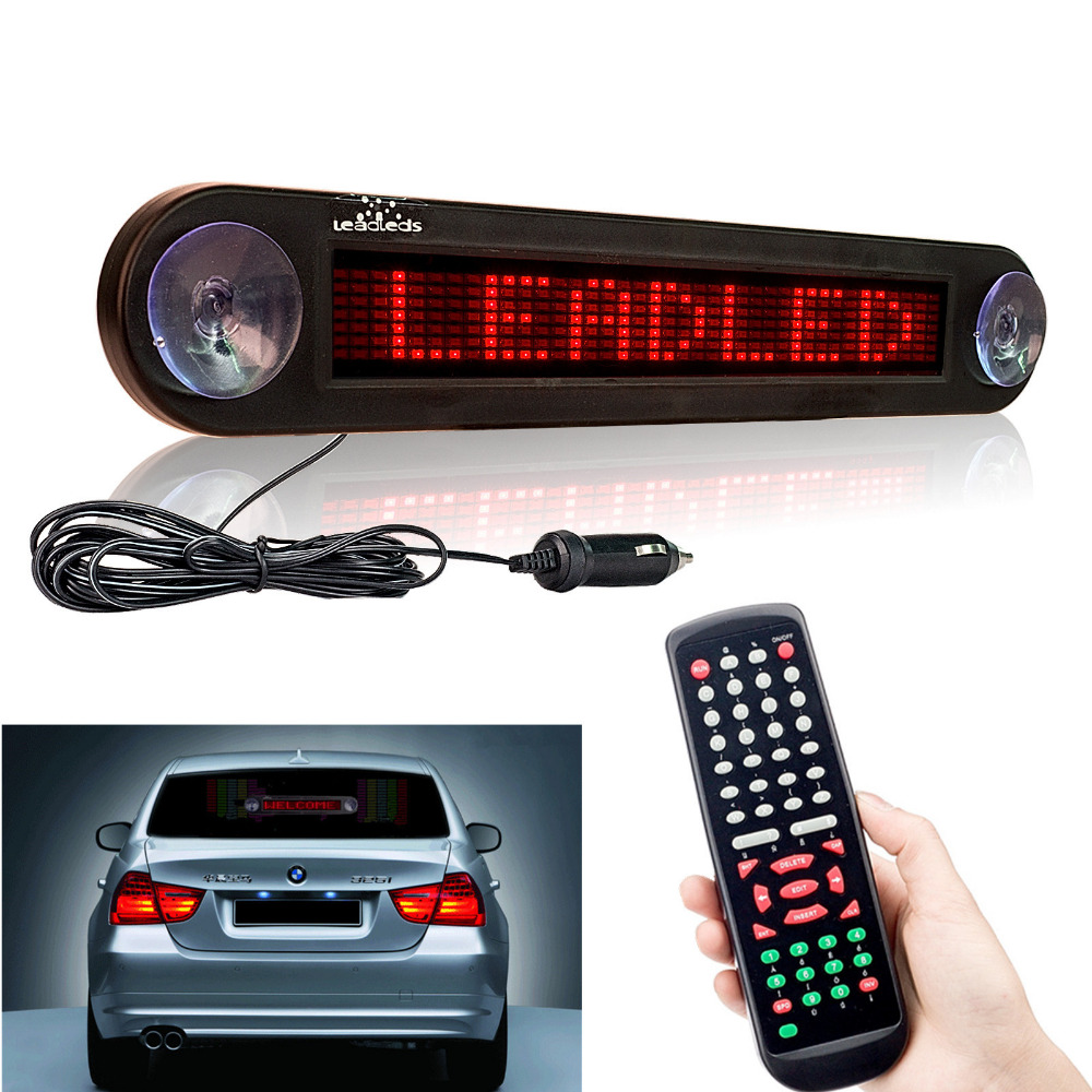 

12V 30cm Red Car Led Sign Remote Programmable Scrolling Advertising Message display board Car rear window Moving sign
