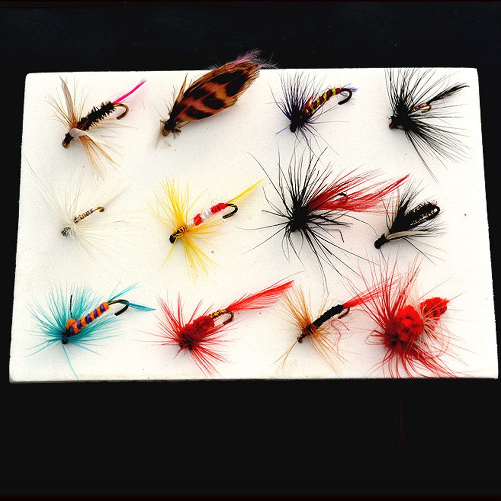 12 Pieces /set Nymph Fly Trout Fly Fishing Baits Fly Fishing Lure Set Insect Style Artificial Bait With Feather Single Hook-image-416780643