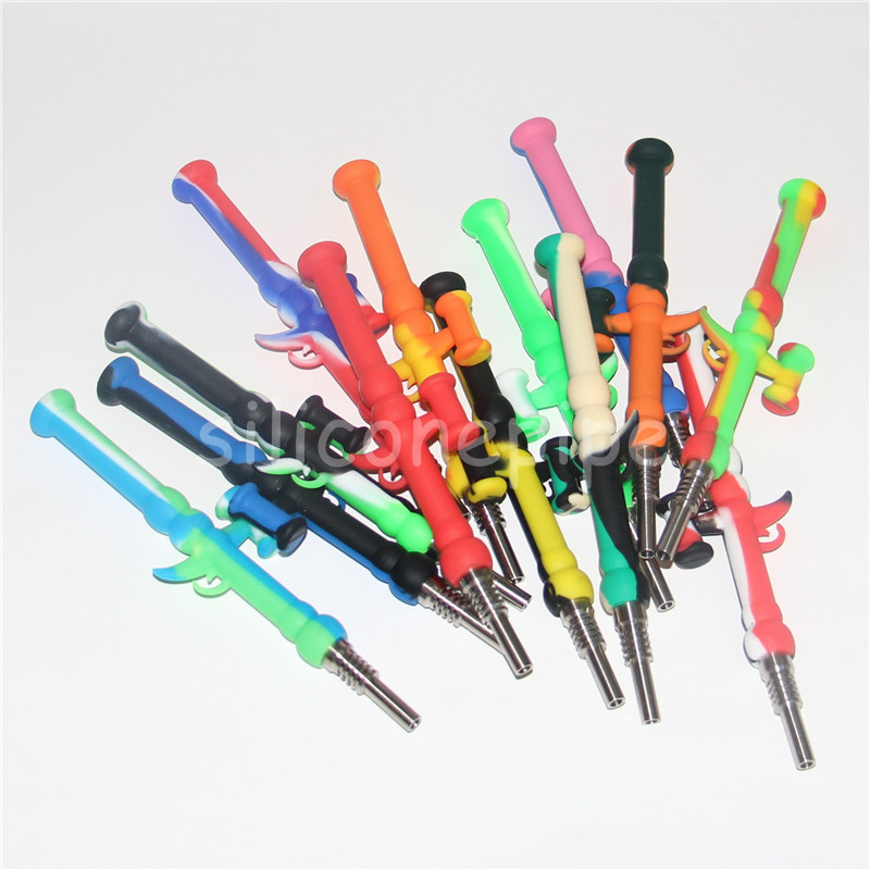 

Silicone Nectar Collector with GR2 Titanium Nail Mini Hookahs Bongs Water Pipes 10mm Concentrate Dab Straw Silicon NC Oil Rigs