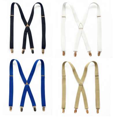 

Mens Suspenders Adults Womens Suspenders Clip-on X-Back Elastic Braces,Black/WHITE/DARK RED Colors