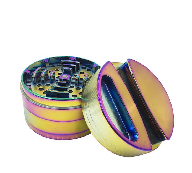 

Colorful unilateral groove tobacco grinder grinder large 75mm zinc alloy tooth broken smoke detector signal