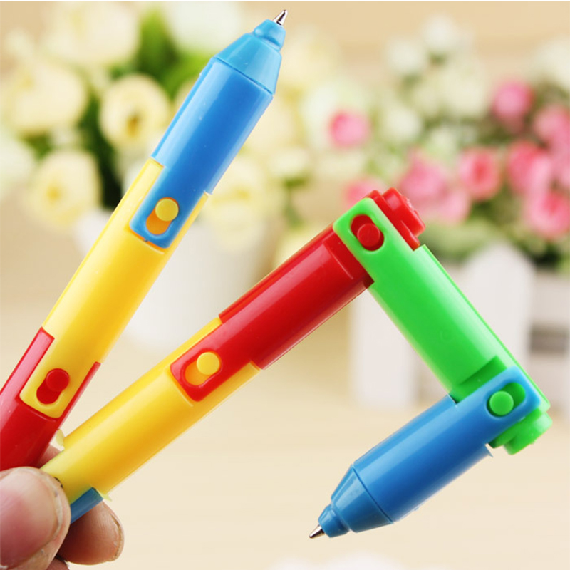 

Ballpoint Pens Colored Folding Ballpoint Pen Set Creative Stationery Canetas Material Escolar Promotional Student gift school supplies, As pic