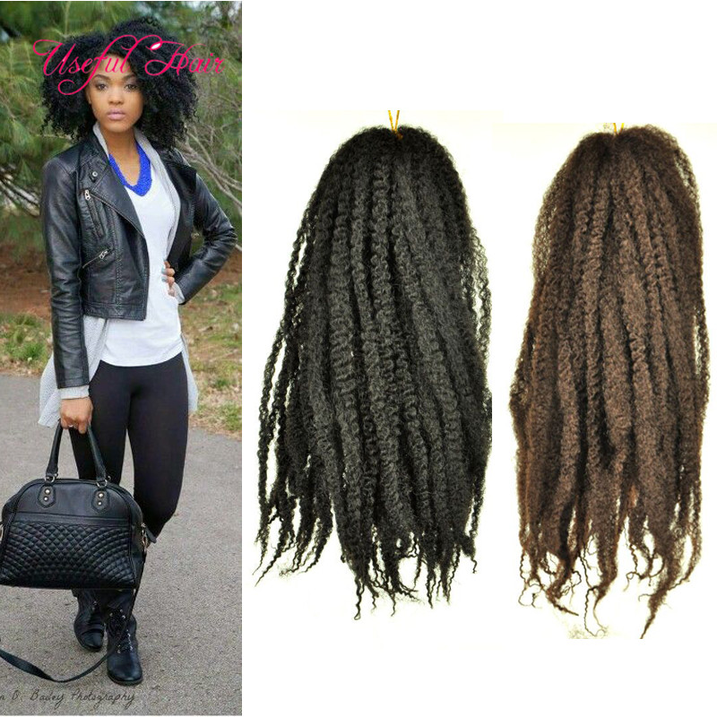 

18inch Afro kinky curly hair bundles soft marley braid crochet hair extension synthetic braiding hair crochet braids for black women
