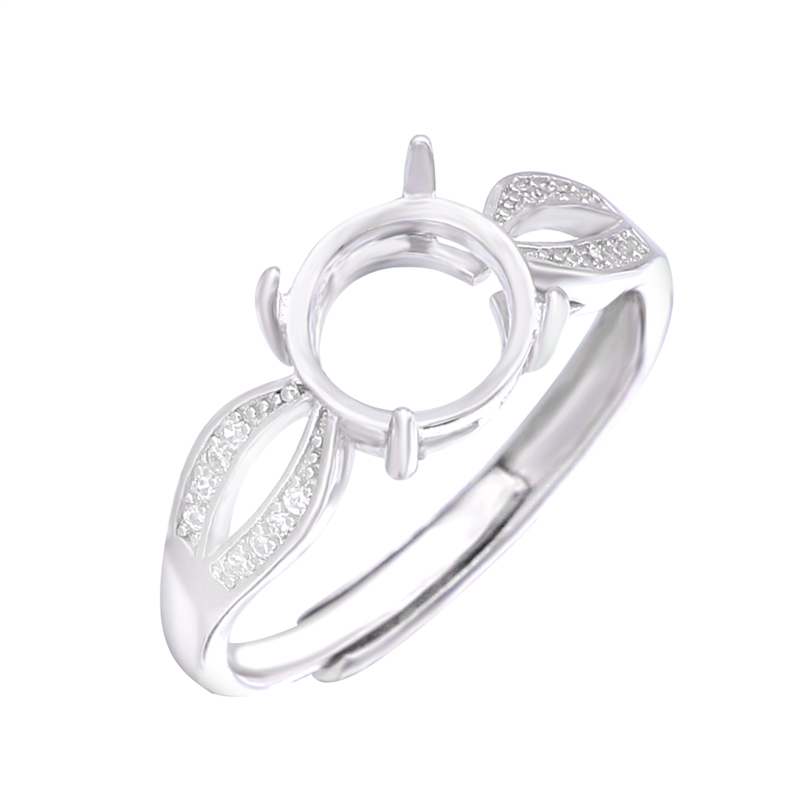 Semi Mount Ring Settings For Round Stone With Side CZ 8x8mm Solid 925 Sterling Silver Women Jewelry Bride Wedding Gifts-image-420520566