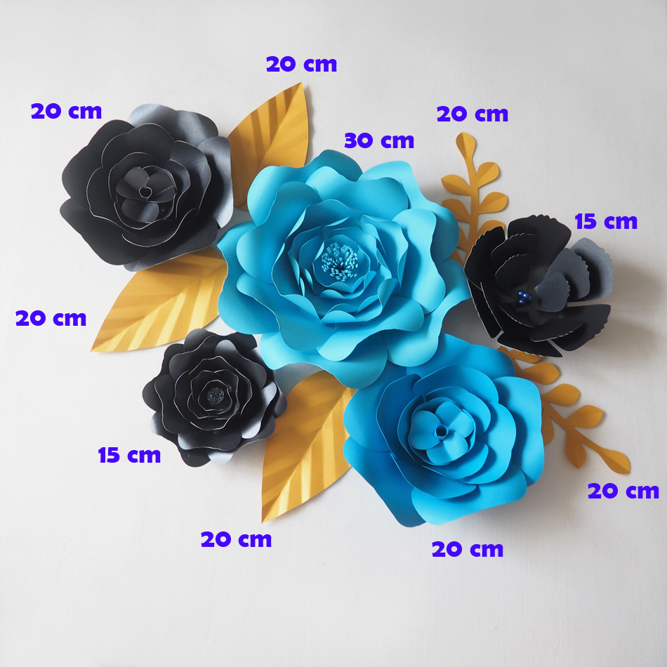 

DIY Giant Paper Flowers Backdrop Artificial Handmade Mix Flower 5PCS+Leaves 5PCS Wedding & Party Deco Home Decoration Video, As picture