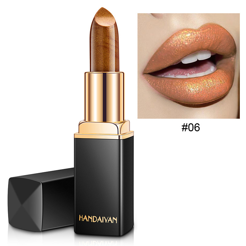 

DHL free NEW 9 Color HANDAIYAN Mermaid Shiny Metallic Lipstick Pearlescent Color Changing Lipstick in stock with gift