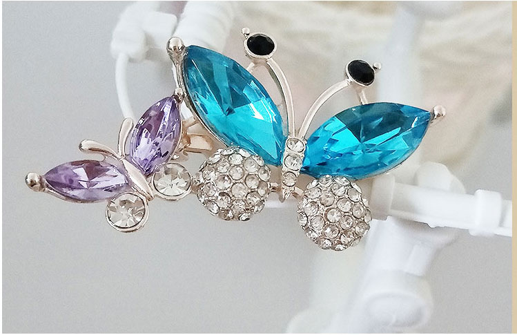 Wholesale Rhinestone Butterfly Brooches pin High Quality Blue Crystal Animal Clothing Accessoriess Gift for Women Fashion Jewelry-image-414118464
