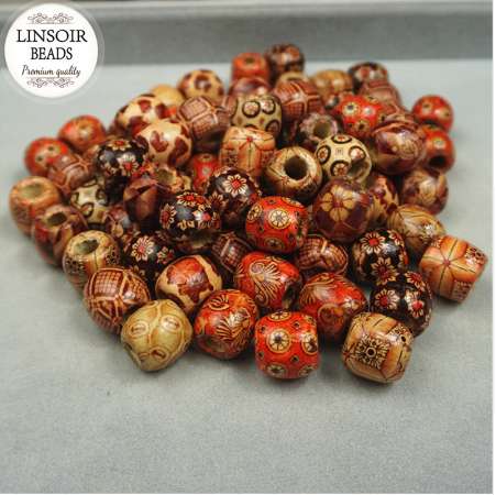 

LINSOIR 100pcs 12mm Natural Wooden Beads Fit Necklace Bracelet Loose Big Hole Spacer Wood Beads For Jewelry Making Houten Kralen