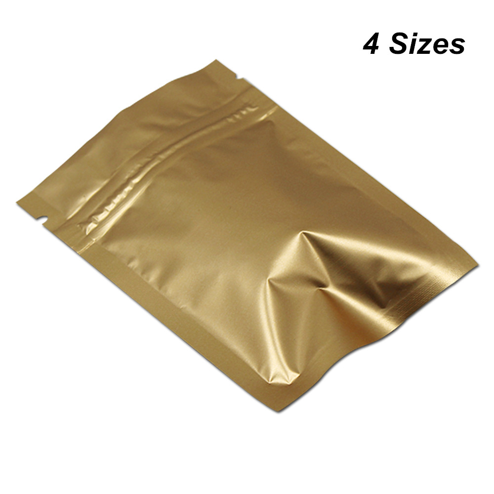 

Golden Matte Aluminum Foil Self Sealable Packing Bags for Spices Cookies Nuts Mylar Foil Package Pouch Locks with Zipper