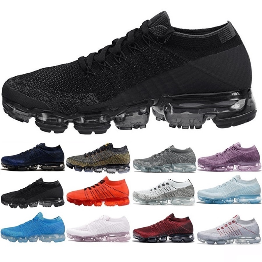 Nike vapormax air max Hommes Femmes Platinum Noir blanc Tennis sneaker Plyknit Sports Femmes Vapeur formateur Chaussures de course EUR taille 36-