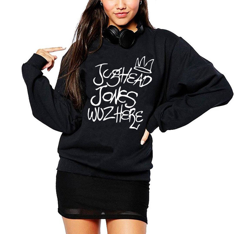 

Vsenfo Jughead Jones Wuz Here Crewneck Sweatshirt Women Casual Hoodies Hipster Tv Shows Ladies Juggie Sweatshirt, Gray