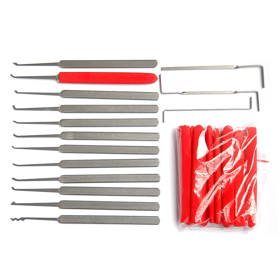 

HONEST 12 Pieces Lock Pick Set - Brilliant Lockpick Set for Locksmiths Beginners - 12 Unique Single Picks + Red Rubber Foam Handles