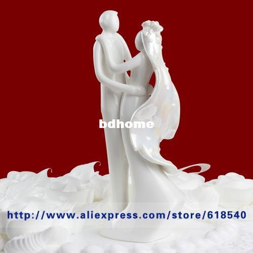 Vente en gros - Livraison gratuite en céramique blanche mariée et le marié Design gâteau Topper décoration de mariage