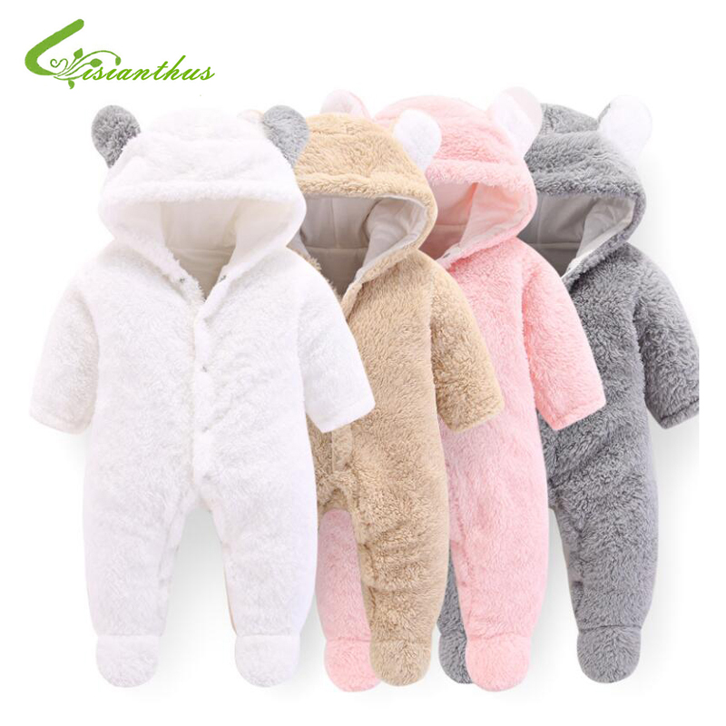 

Newborn Baby Romper Winter Costume Baby Boys Clothes Coral Fleece Warm Girls Clothing Animal Overall Rompers Jumpsuit, White