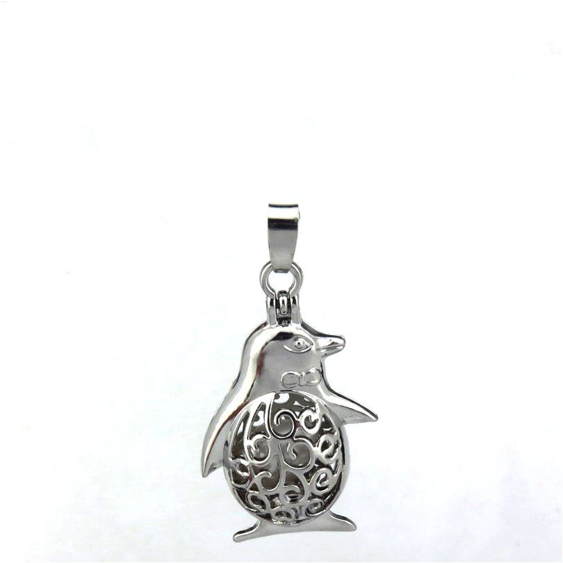 2 Colgantes pingüino encanto de plata tonificada 3D 34x24x14mm