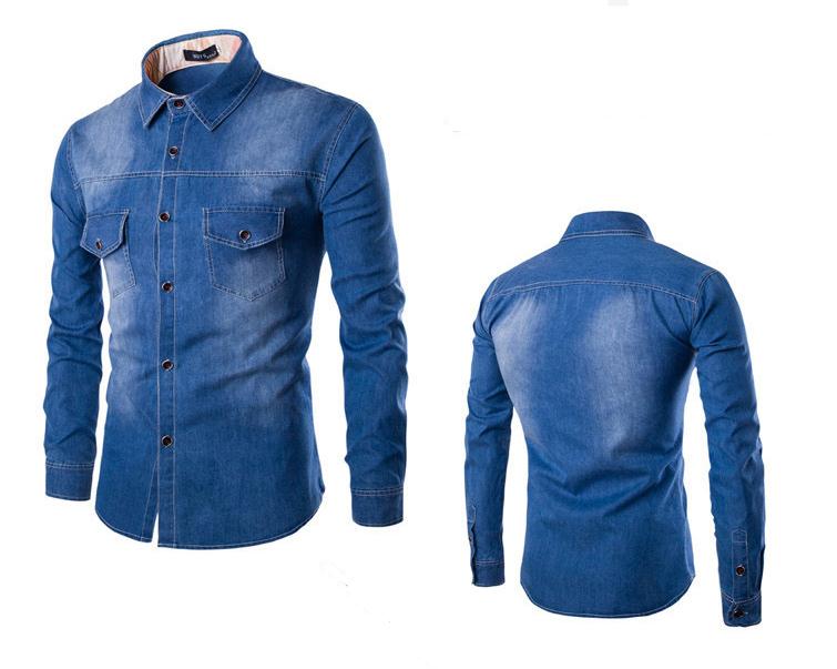 branded style double pocket solid denim shirts