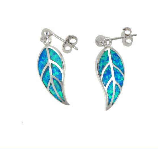 Ohrstecker Ohrring Palme Opal Feueropal blau versilbert