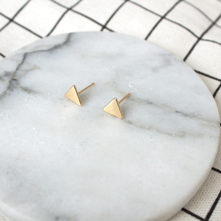 Triangle Stud Earrings For Women Geometric Fashion Jewelry Tiny Brincos Bijoux Earring Black Gold Silver Plated