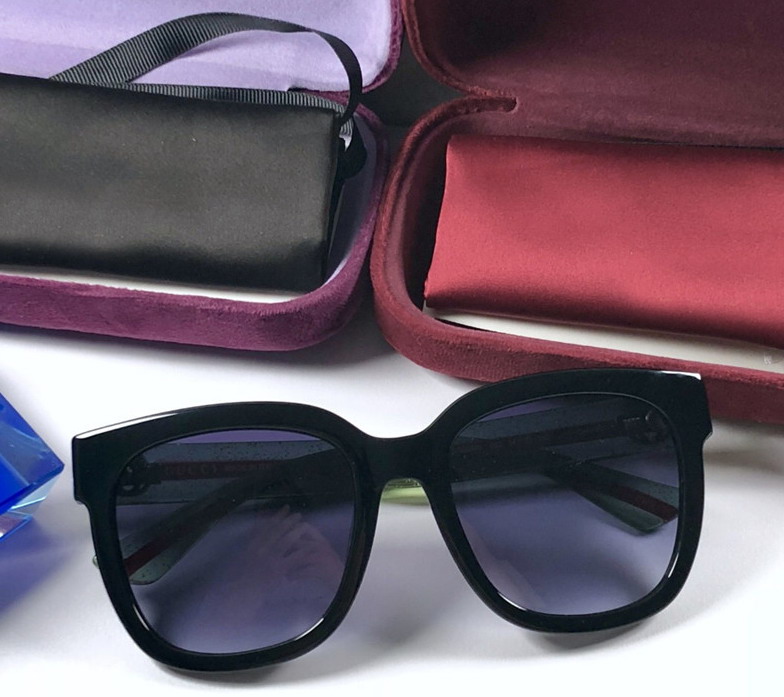 

women man square 0034S Sunglasses Clear Glitter Frame Grey Fashion Sunglasses for new with box NUMGG180926-43