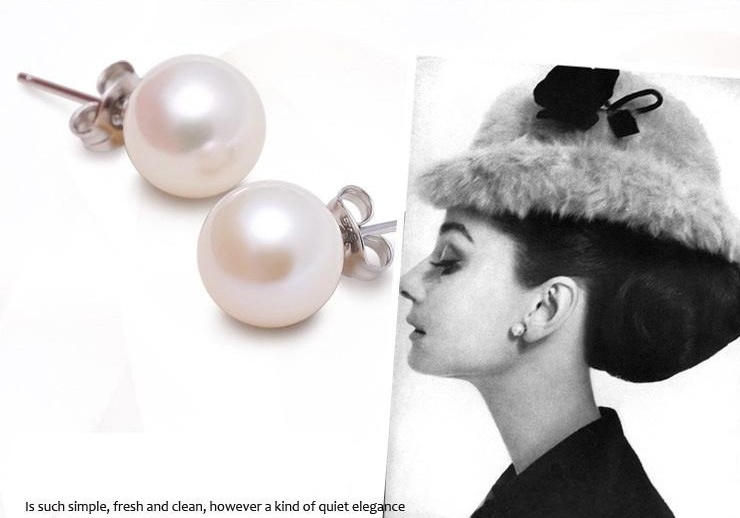 

Hot sale 925 sterling silver pearl earring jewelry romantic charm simple 6/8/10 mm pearl ball earrings